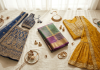 South Asian wedding guest outfit ideas flat lay
