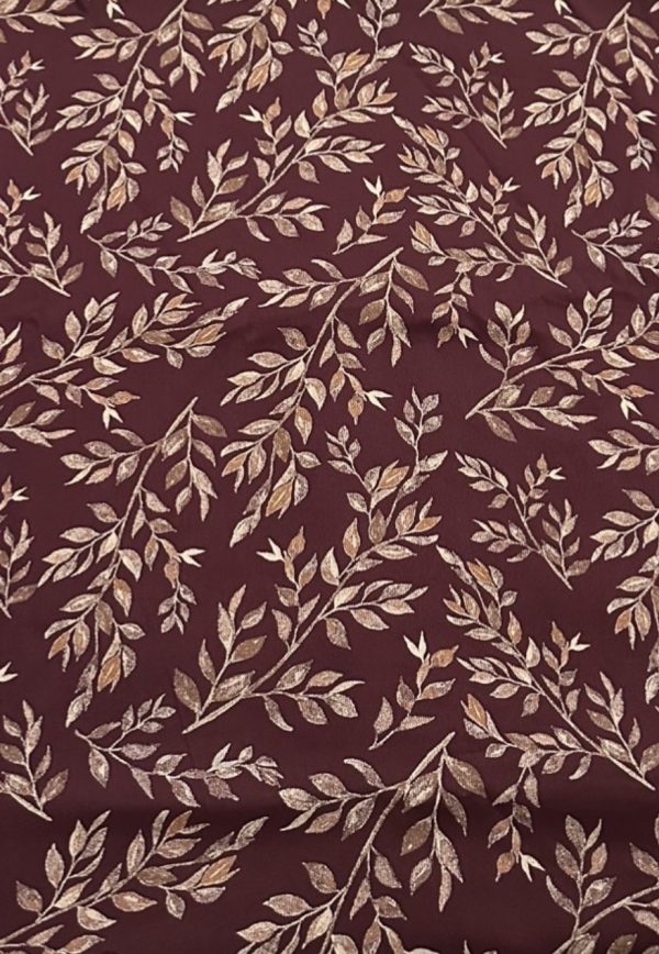 Brown wool shawl with Leaf Pattern