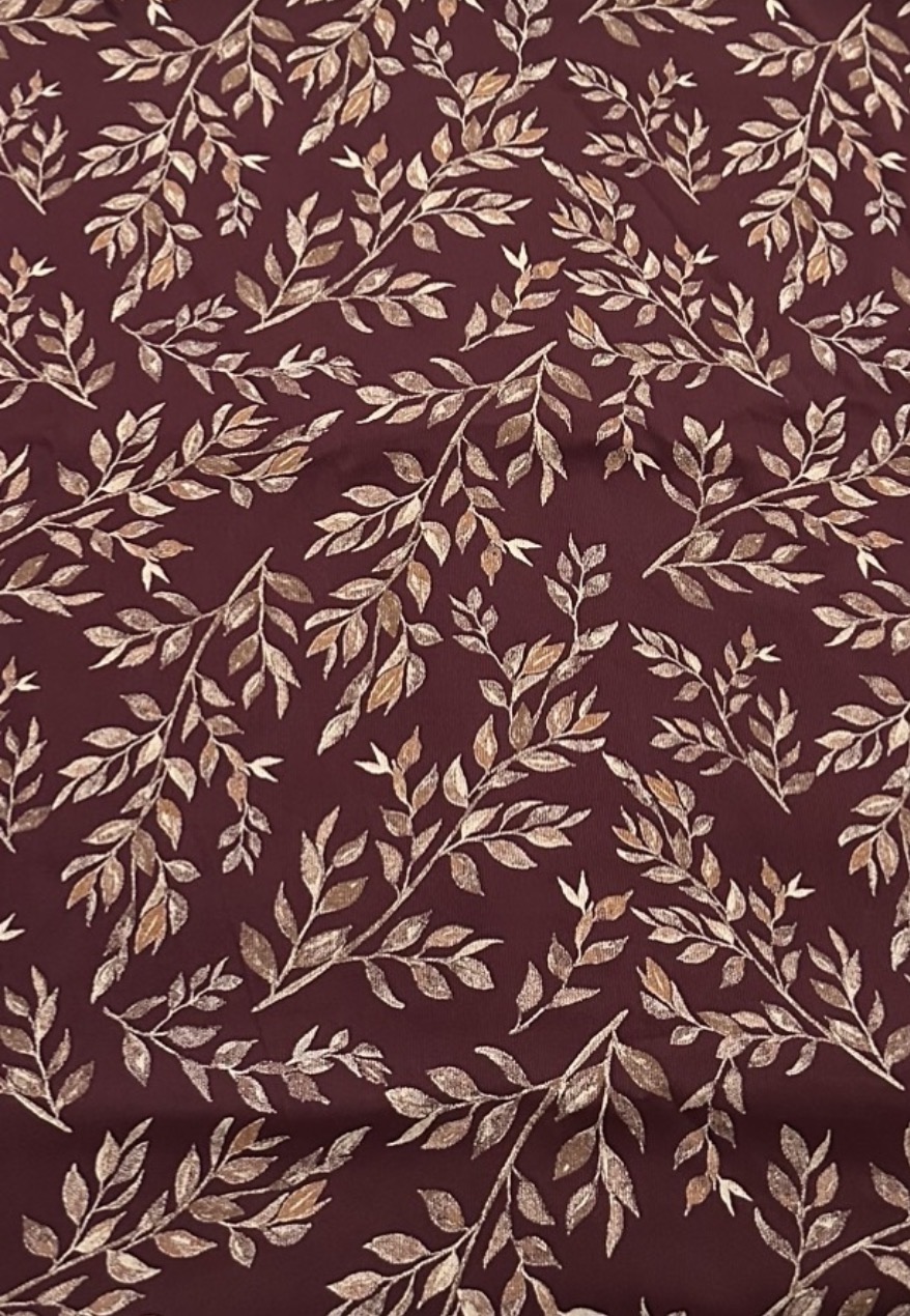 Brown wool shawl with Leaf Pattern