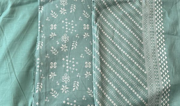 Unstitched 3-piece Lawn Suit with White Floral and Geometric Print