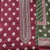 Unstitched Maroon Lawn Fabric with White Geometric Print