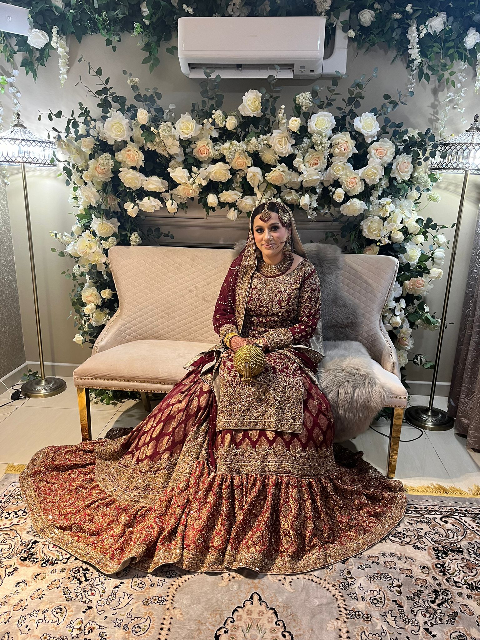 Red Bridal Lehenga with Gold Embroidery - Image 4