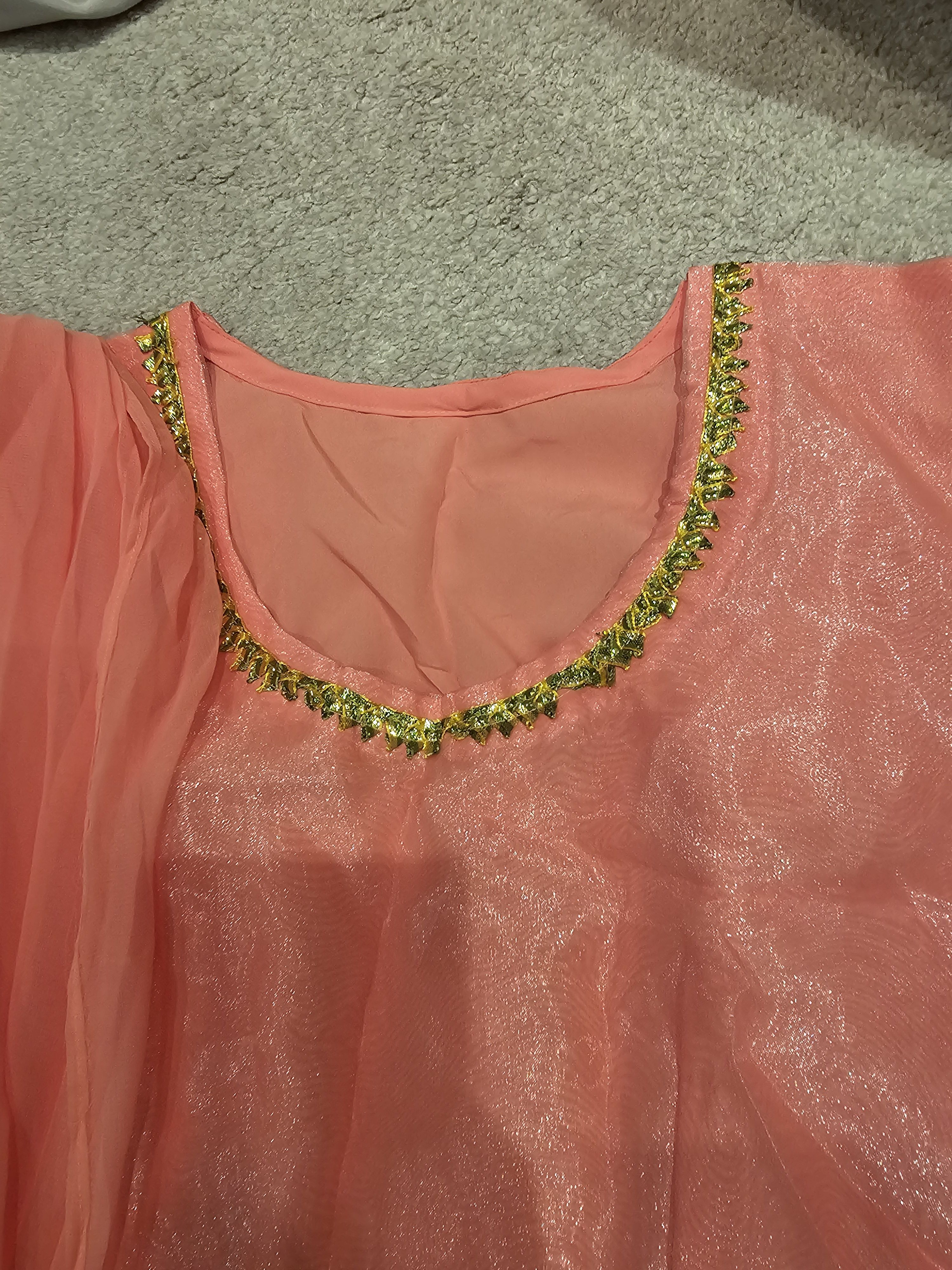 Pink Kameez with Green and Gold Border - Image 4