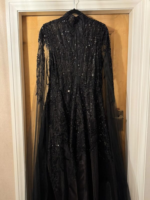 Black sequin embellished high neck maxi dress