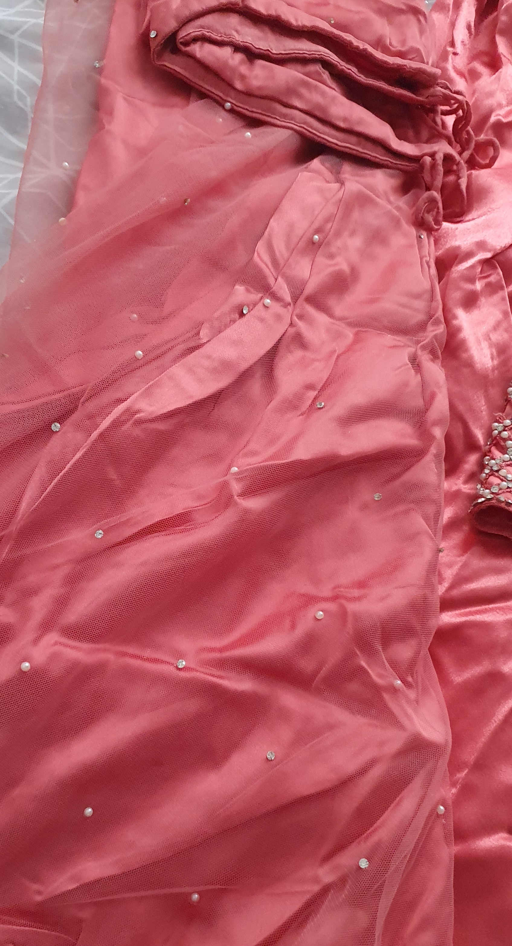 Embellished Pink Suit with Dupatta and Trousers/Lengha - Image 5