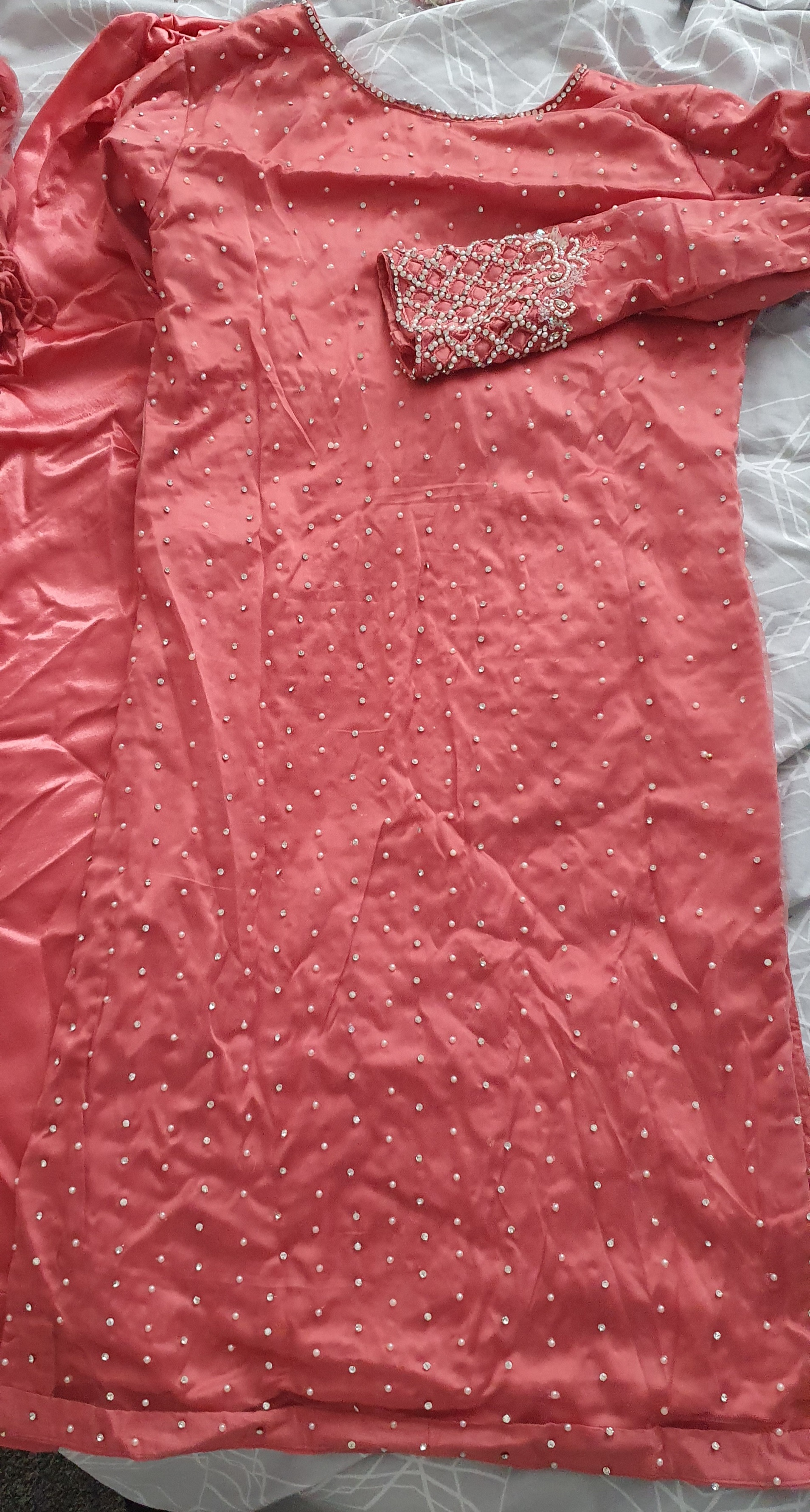 Embellished Pink Suit with Dupatta and Trousers/Lengha - Image 6