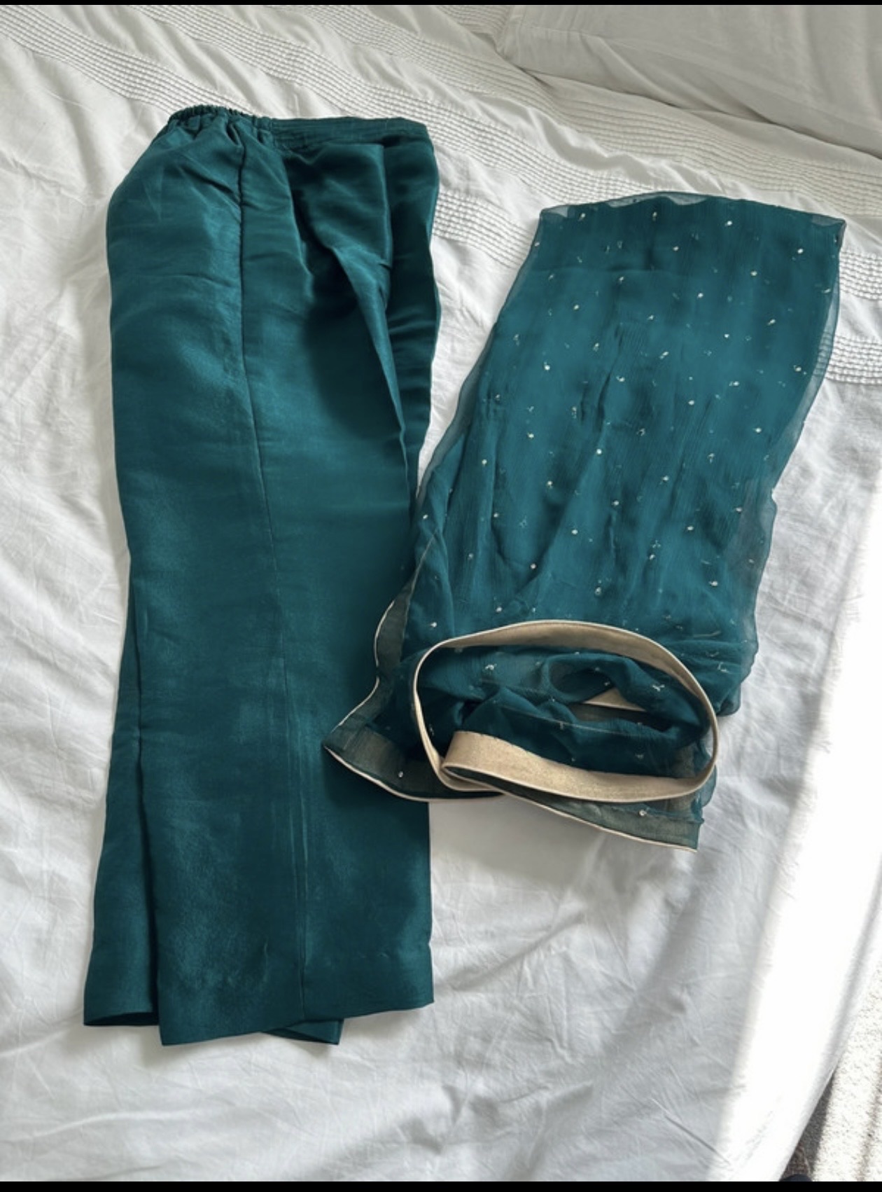 Teal Kurti with Gold Embroidery - Image 4