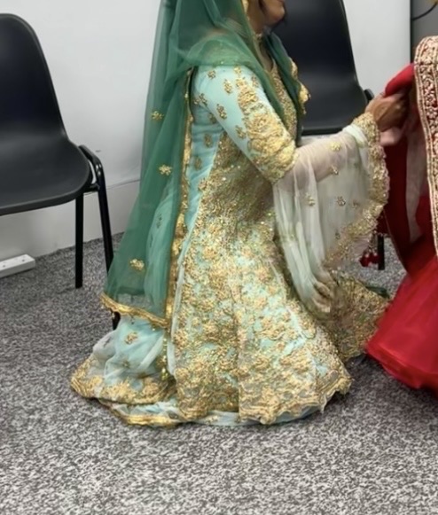 Baby Blue Sharara with Green Dupatta - Image 3