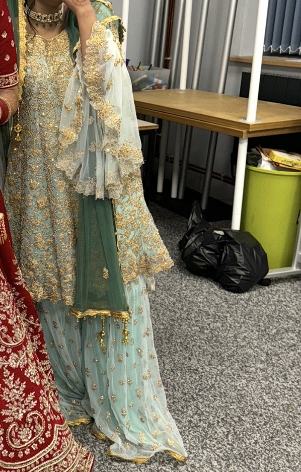 Baby Blue Sharara with Green Dupatta - Image 5