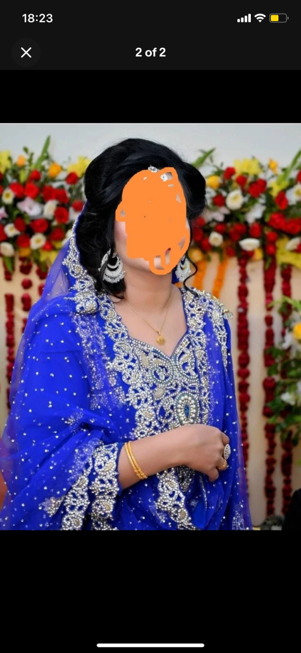 Royal Blue anarkali style with Silver Embroidery
