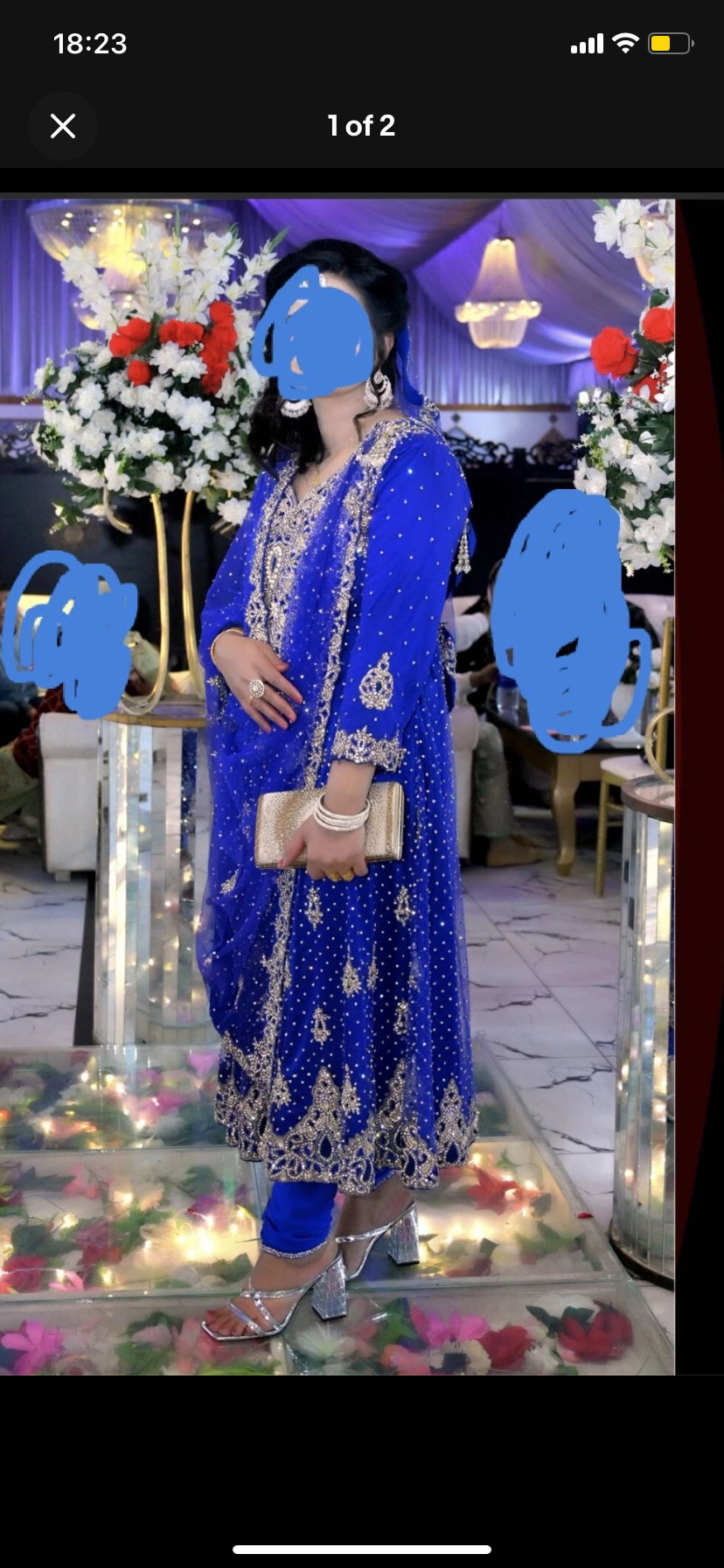 Royal Blue anarkali style with Silver Embroidery - Image 2