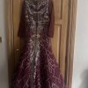 Women’s Maroon rust brown gown with Gold Embroidery