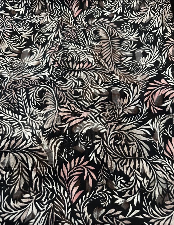 Black and white floral suit with print dupatta