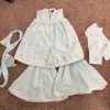 Girls Light Blue Gharara Set with Pink Floral Print