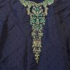 Navy Kameez Green and Gold Neckline Embroidery