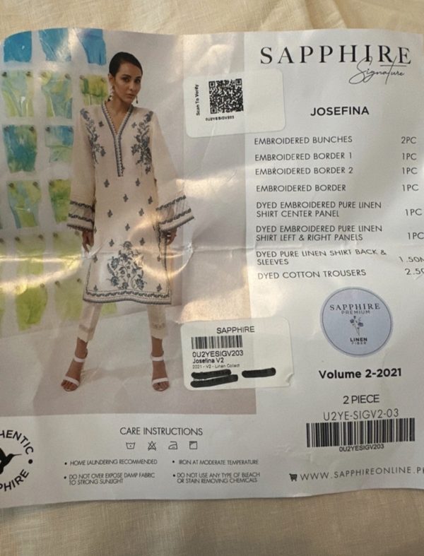 Sapphire "Josefina" 2 Piece Embroidered Linen Shirt and Trouser Suit