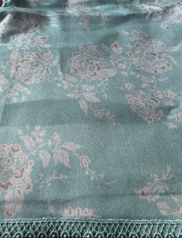 Mint green Floral Print Dupatta with Decorative Border
