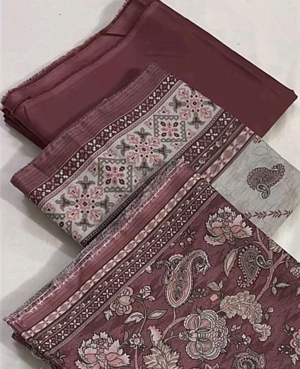 Unstitched 3-piece Lawn Suit with Paisley and Floral Print