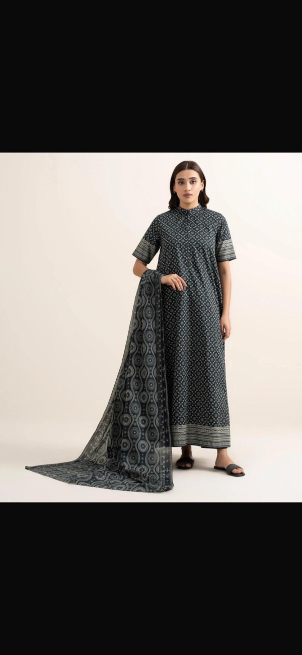 Navy Blue Printed 3-Piece Lawn Suit