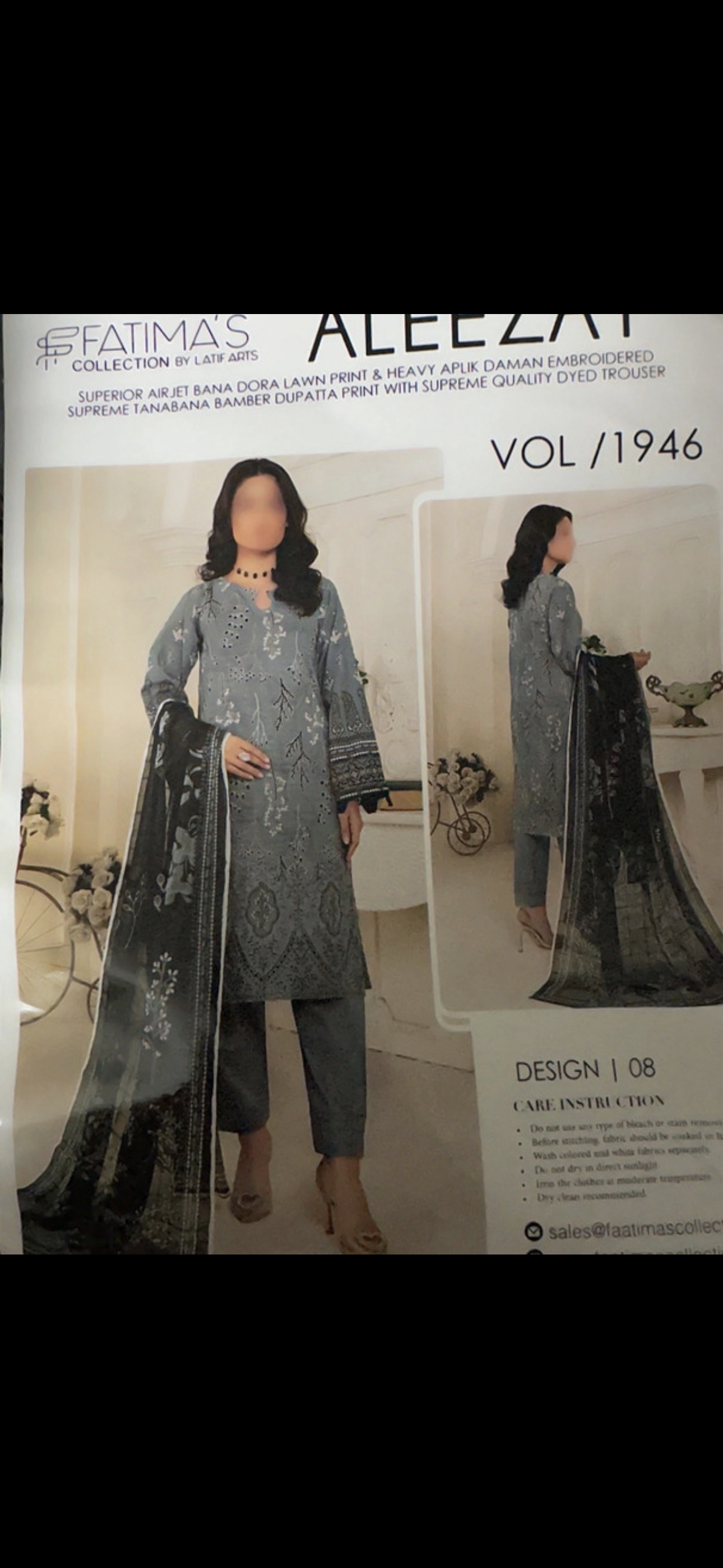Grey Embroidered Lawn 3-Piece Suit