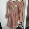 Pink Lace Kurti with Floral Embellishment