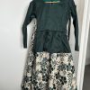 Green Shalwar Kameez with floral print skirt