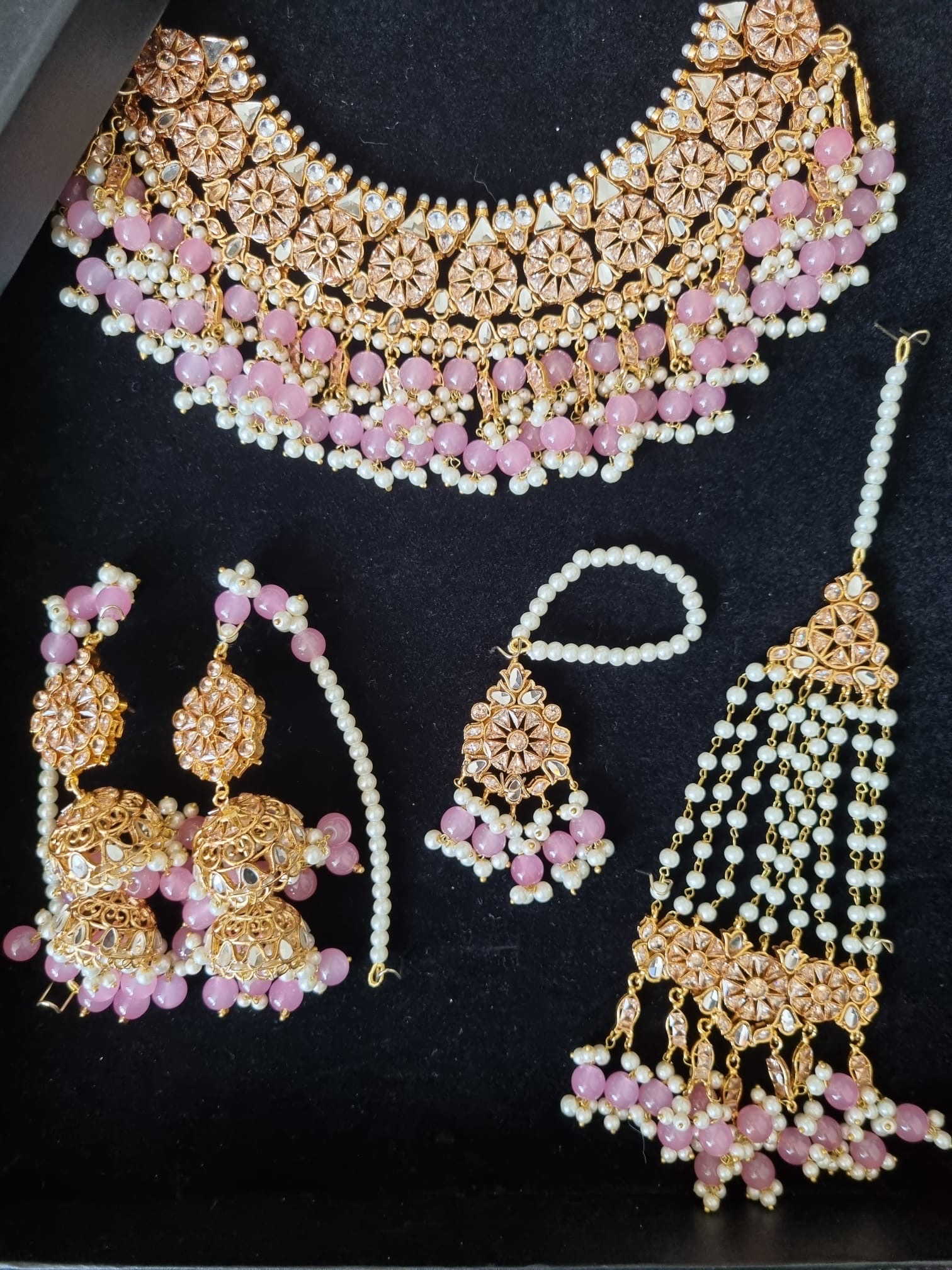 Pakistani Bridal Jewellery Set with Maang Tikka and Earrings