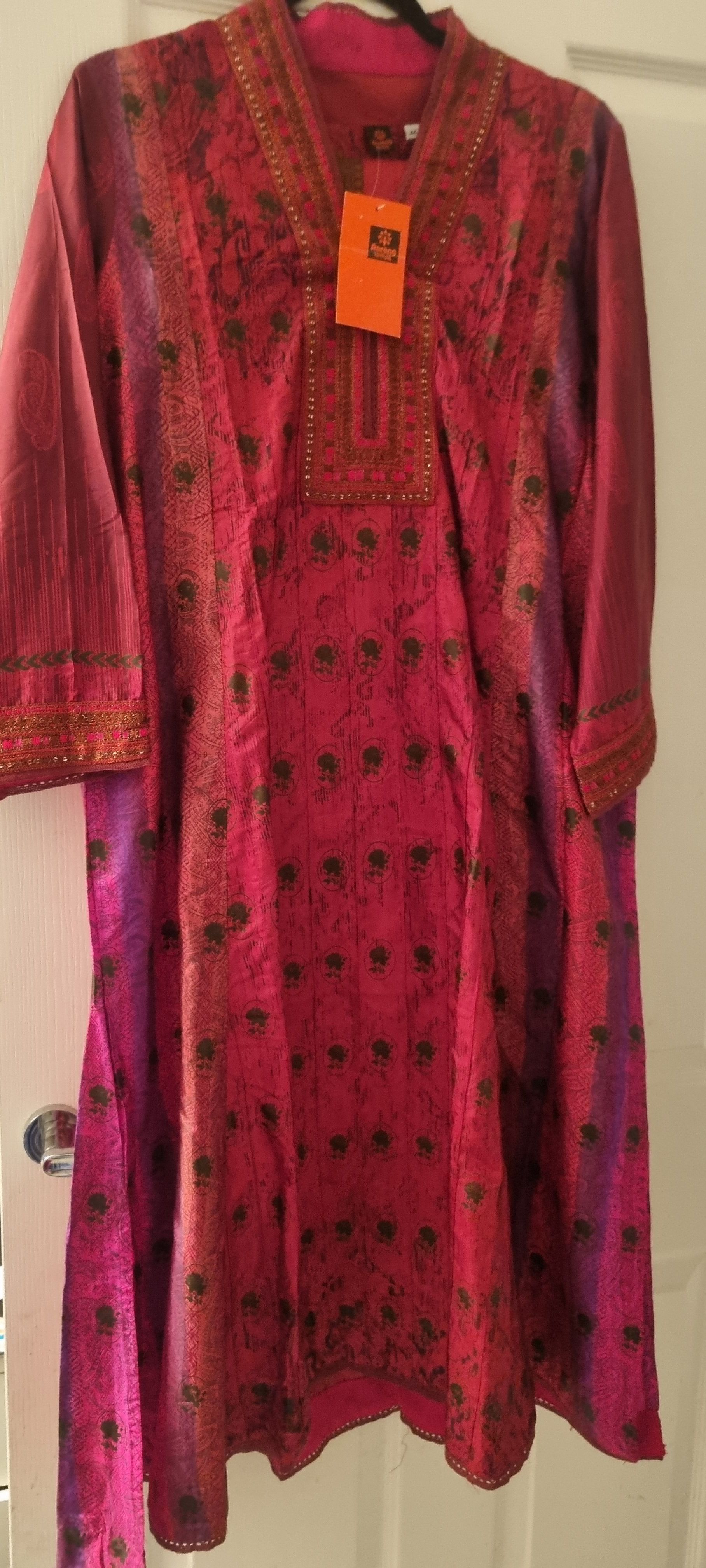 Pink Anarkali Suit with Embroidered Neckline