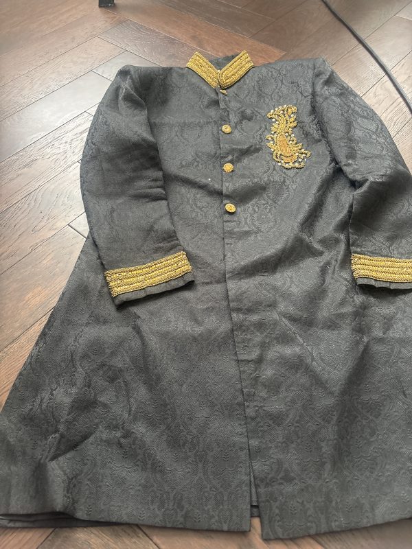 Men's Black Sherwani with Gold Embroidery