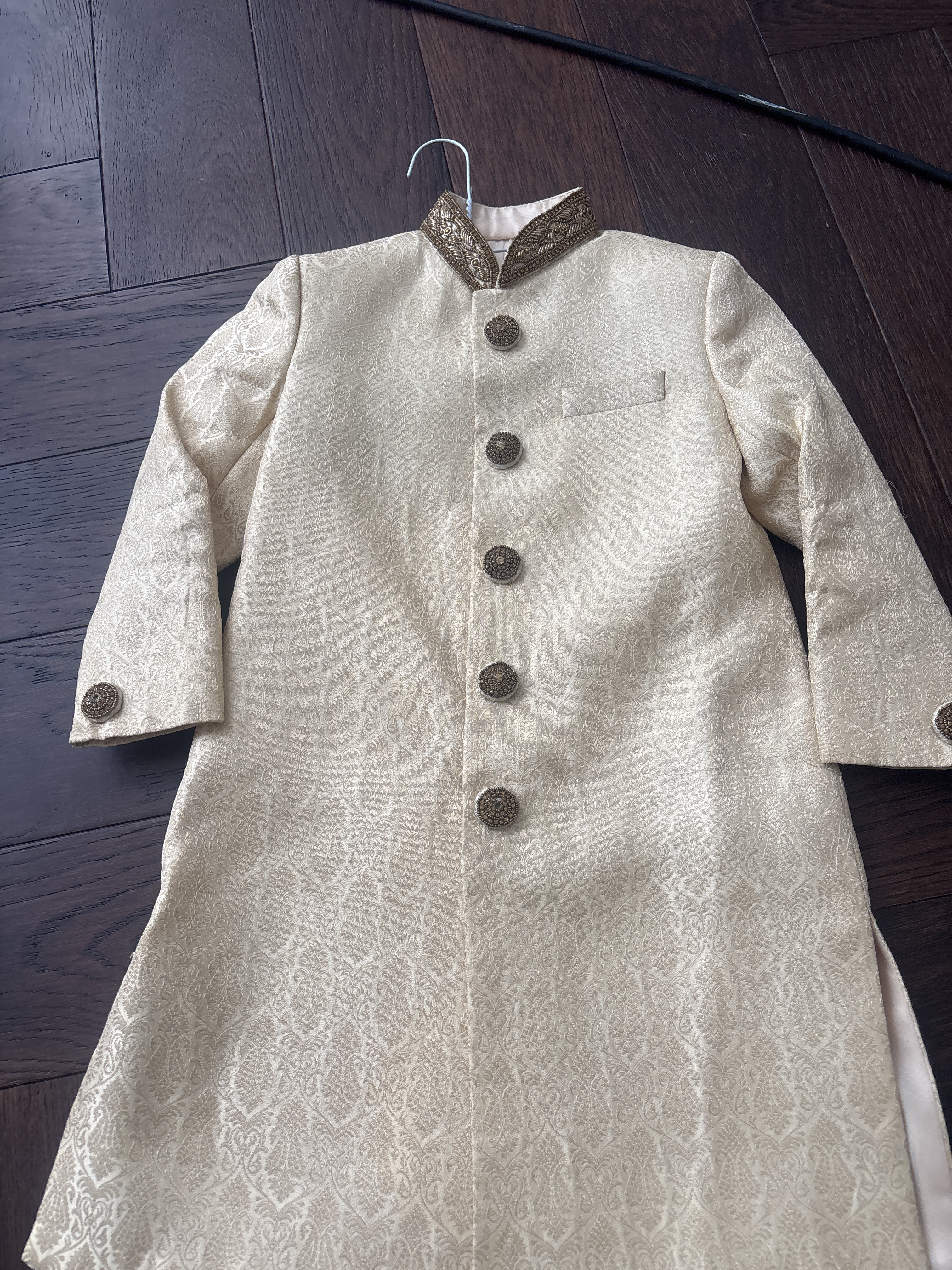 Boys Cream Jacquard Sherwani