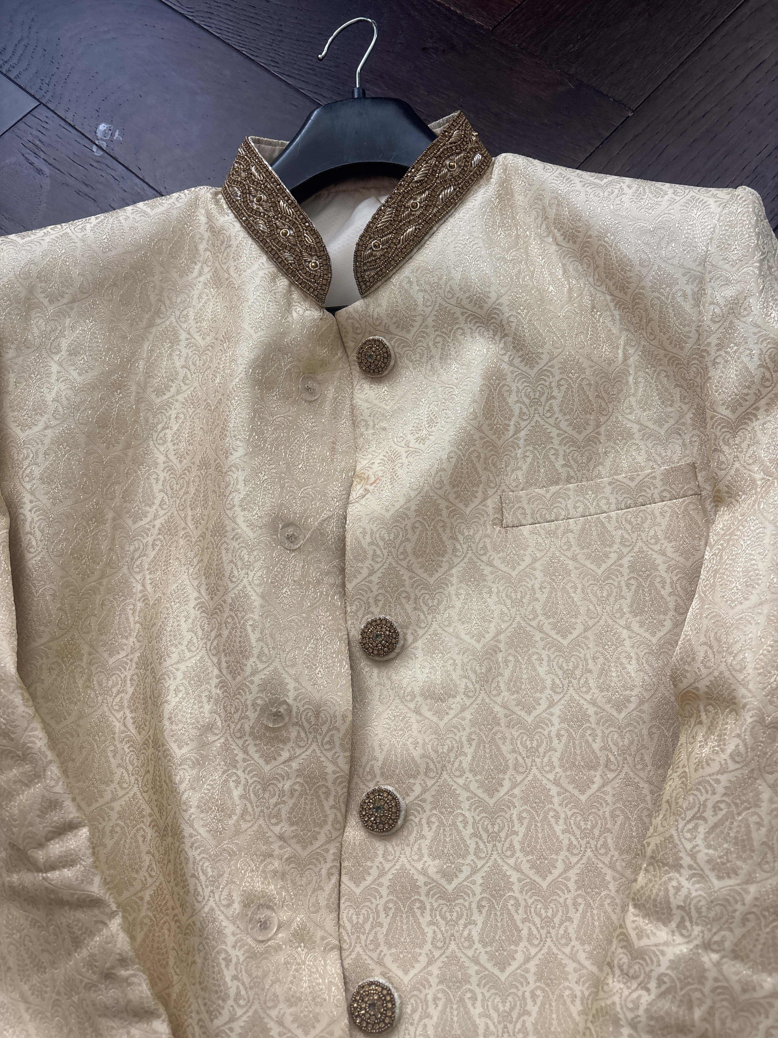 Men's Cream Brocade Achkan - Image 3