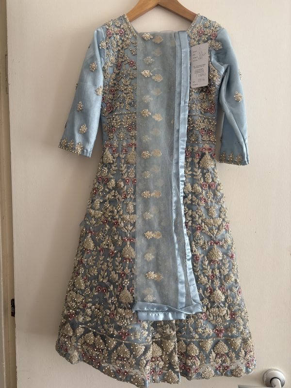 Embellished Light Blue Girls Anarkali