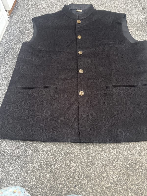 Men's Black Embroidered Waistcoat
