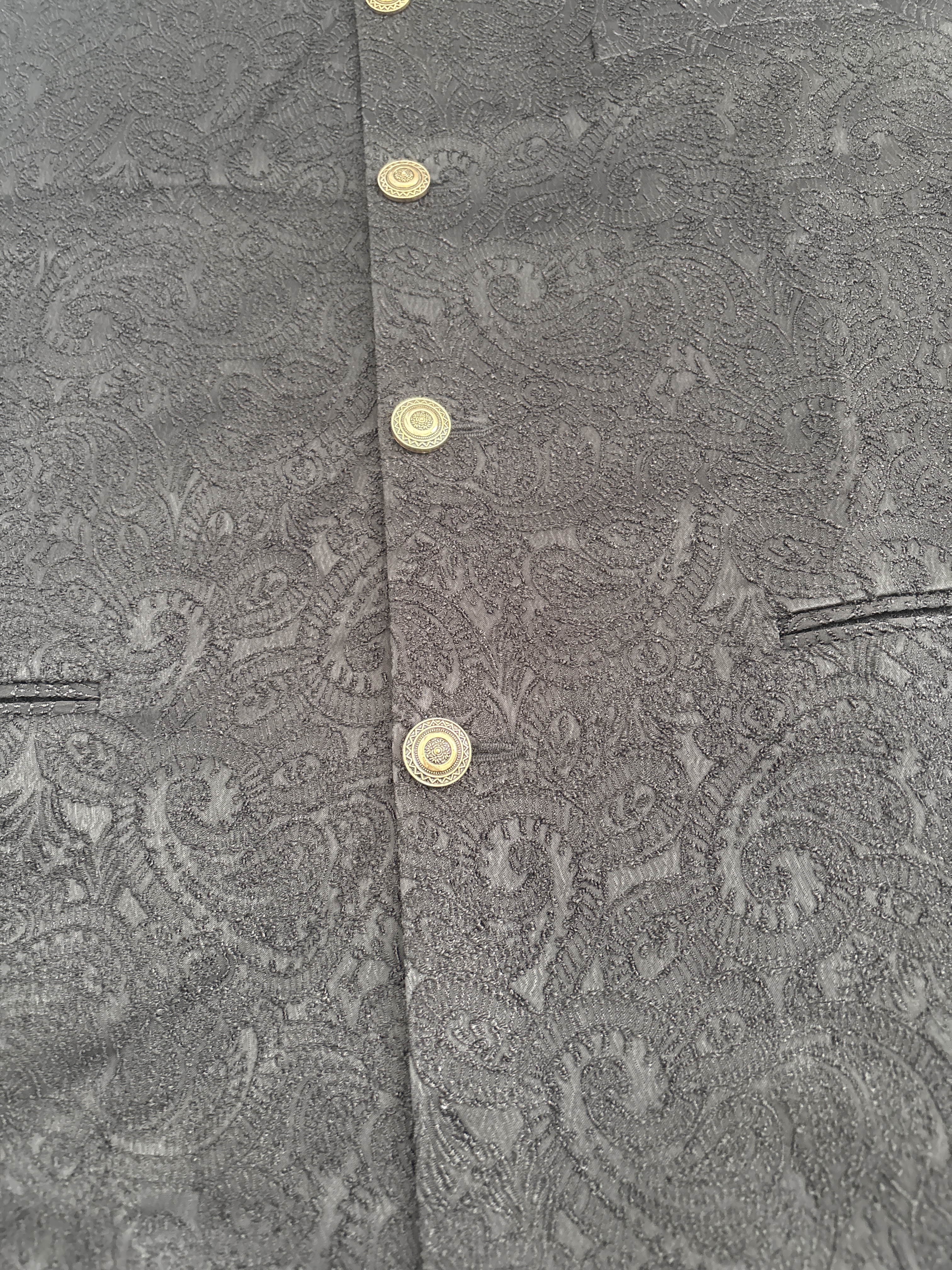 Men's Black Embroidered Waistcoat - Image 3