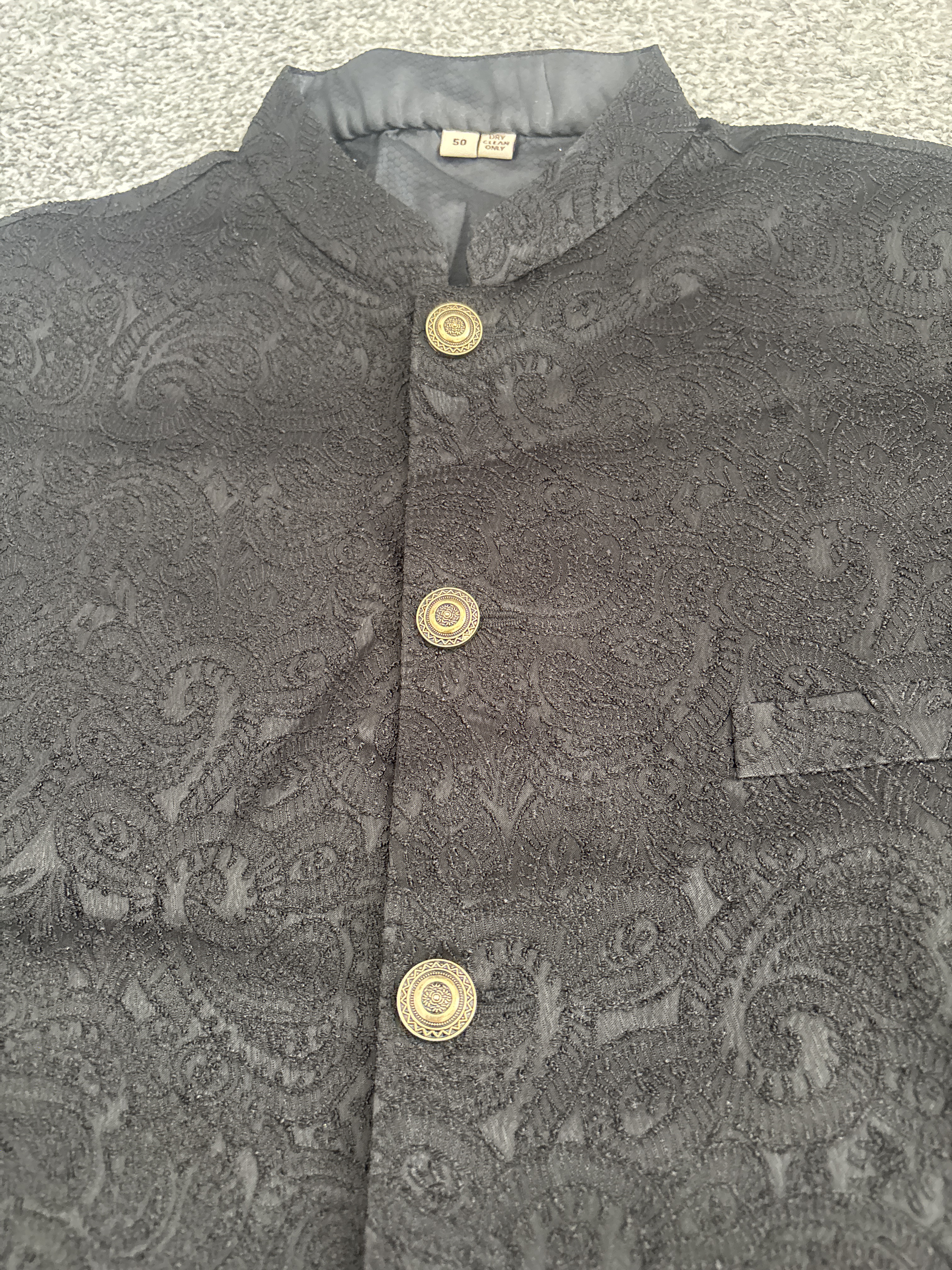 Men's Black Embroidered Waistcoat - Image 4