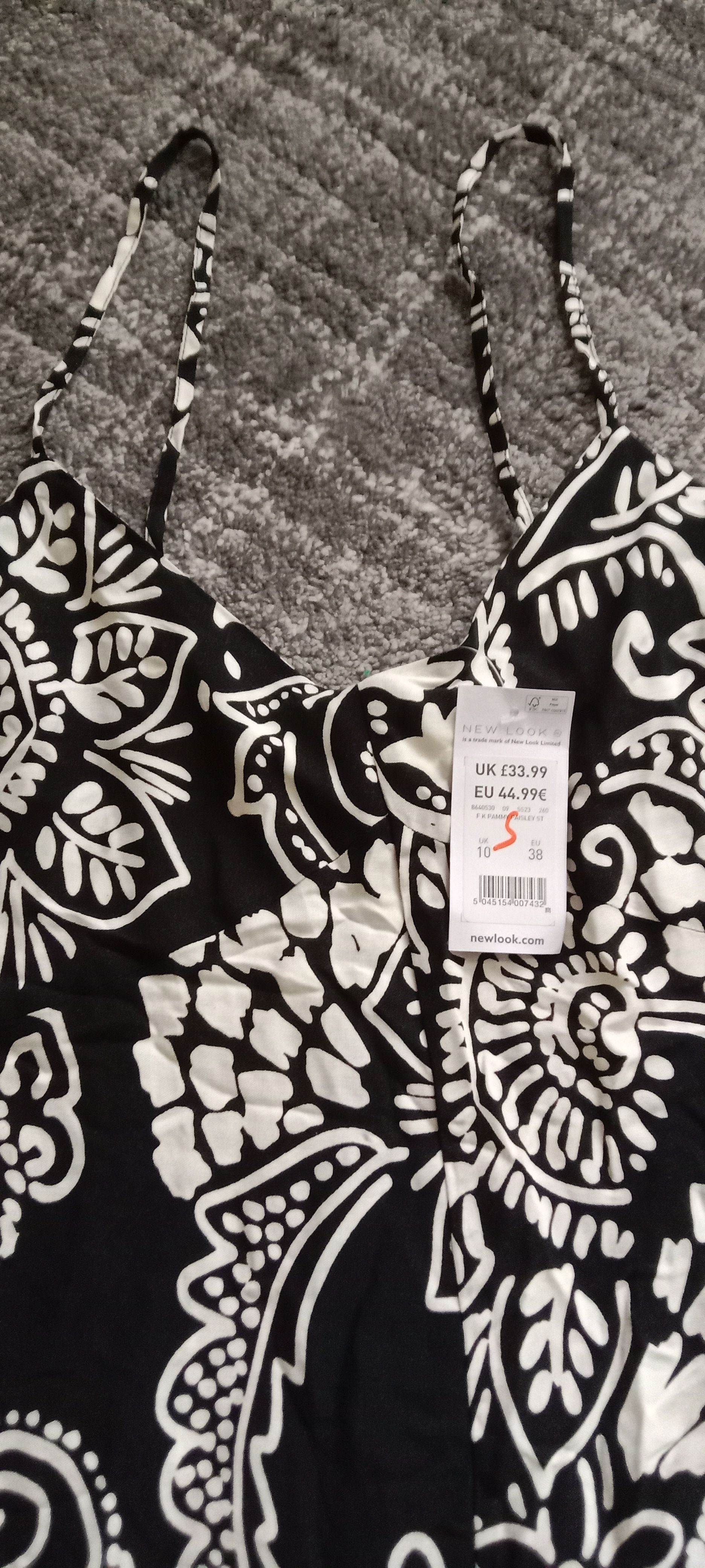 Black and White Paisley Print Wide Leg Jumpsuit - Image 4