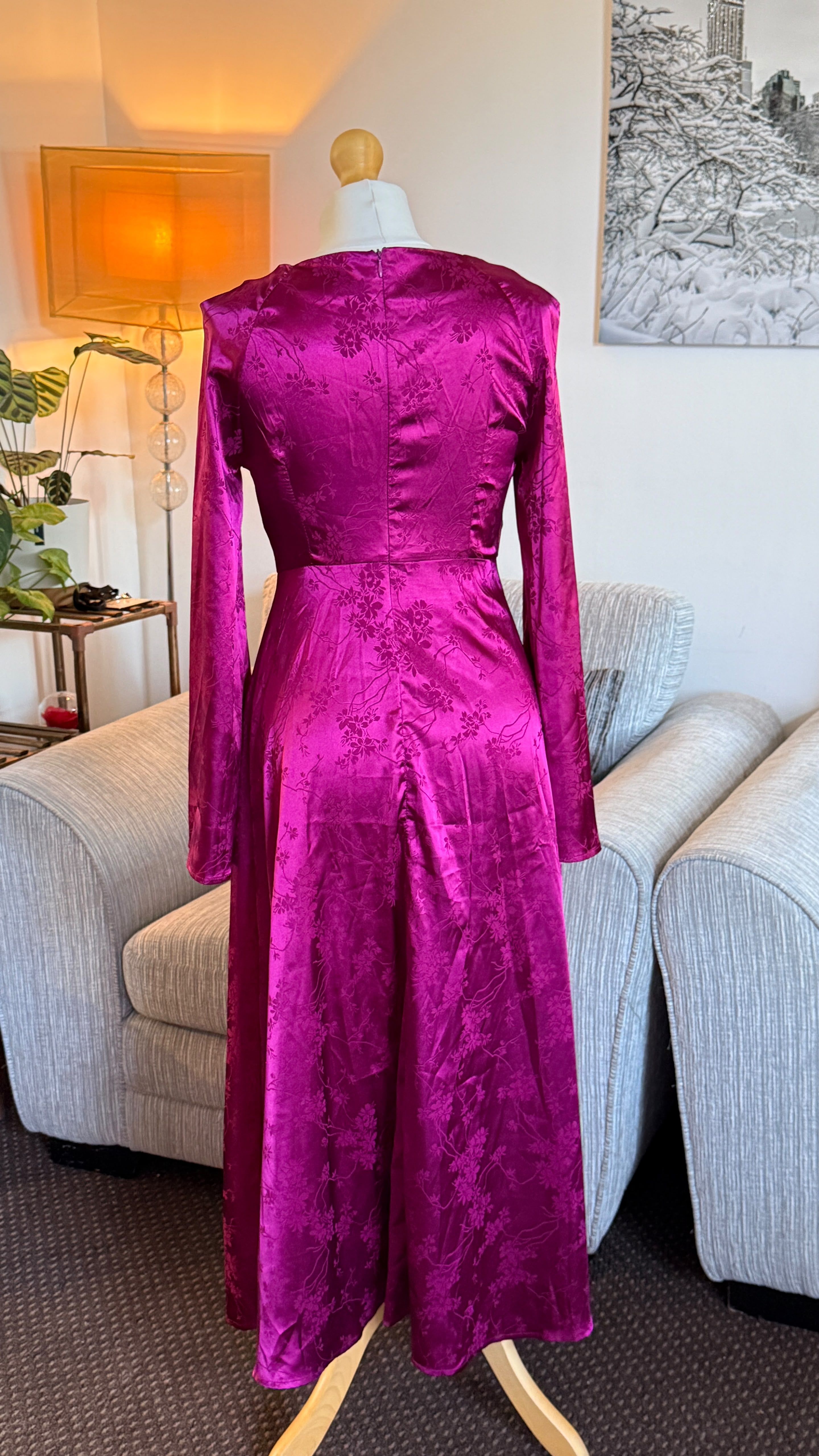 3X Long Sleeve Maxi Dress With Tie Waist - Image 6