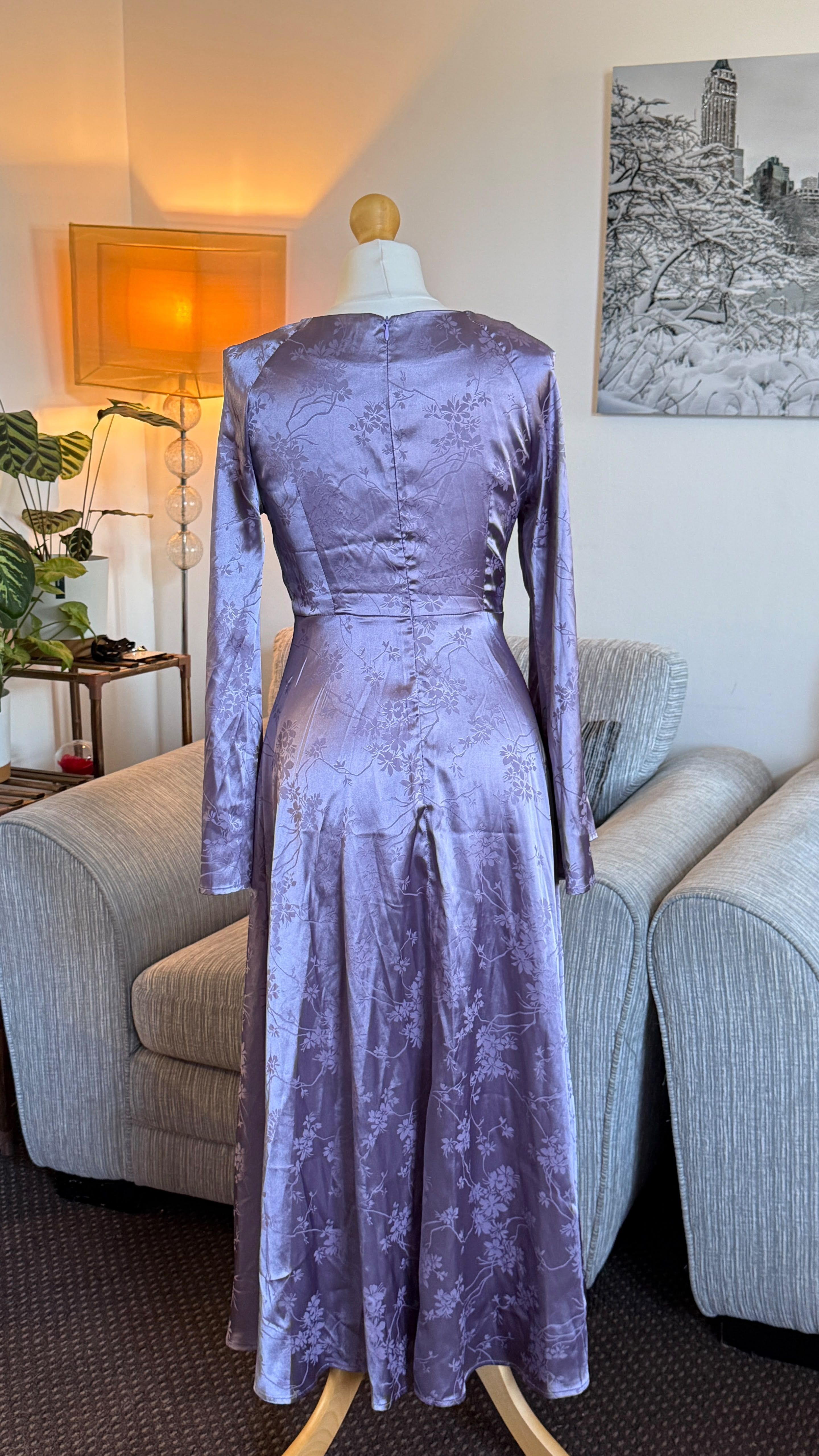 3X Long Sleeve Maxi Dress With Tie Waist - Image 4