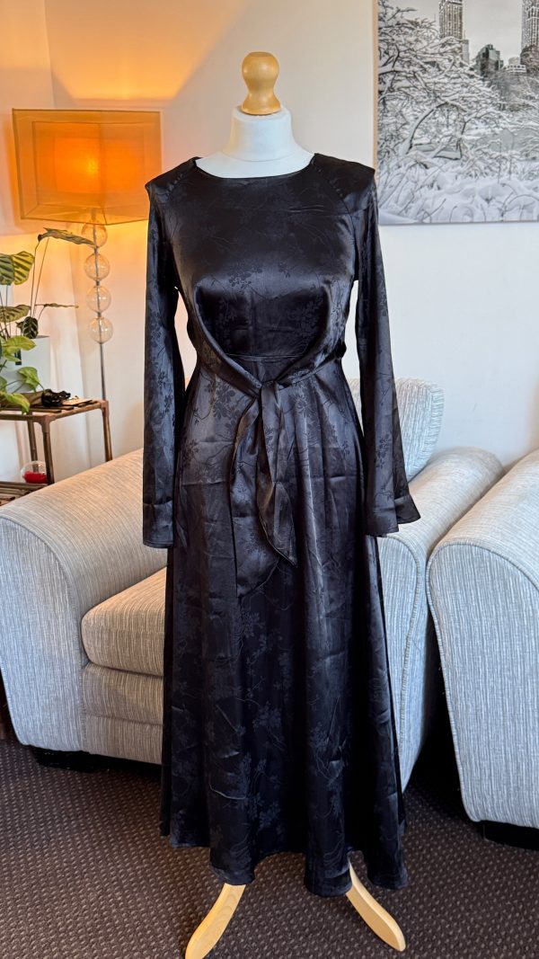 3X Long Sleeve Maxi Dress with Tie Waist