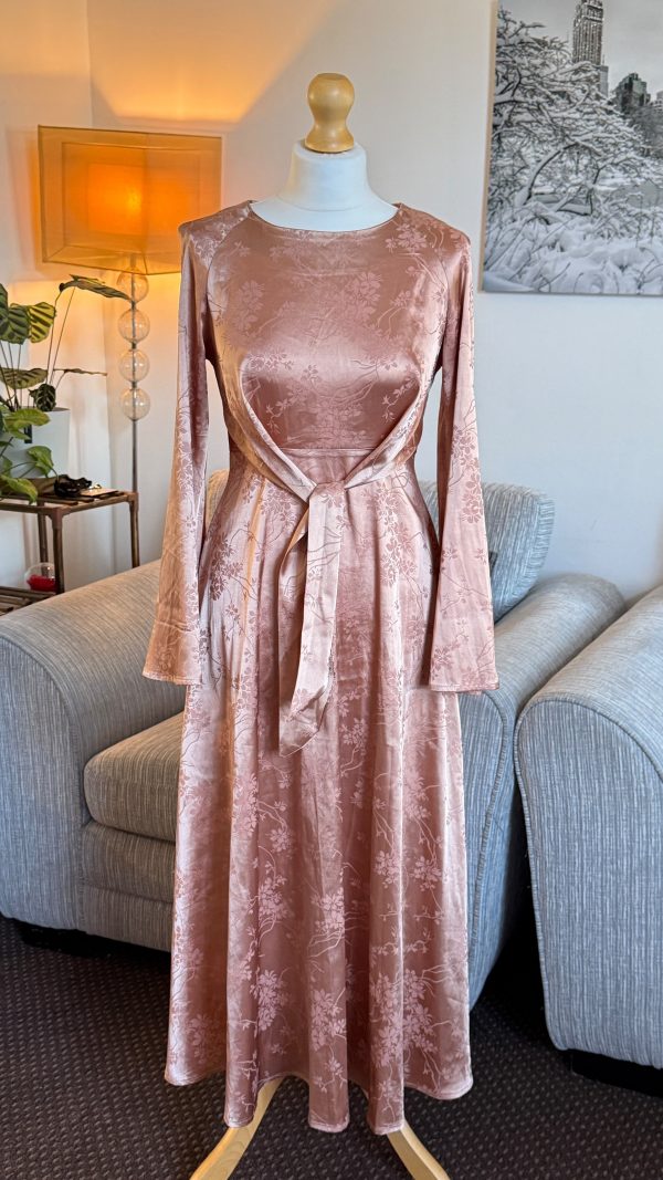 3X Long Sleeve Maxi Dress With Tie Waist