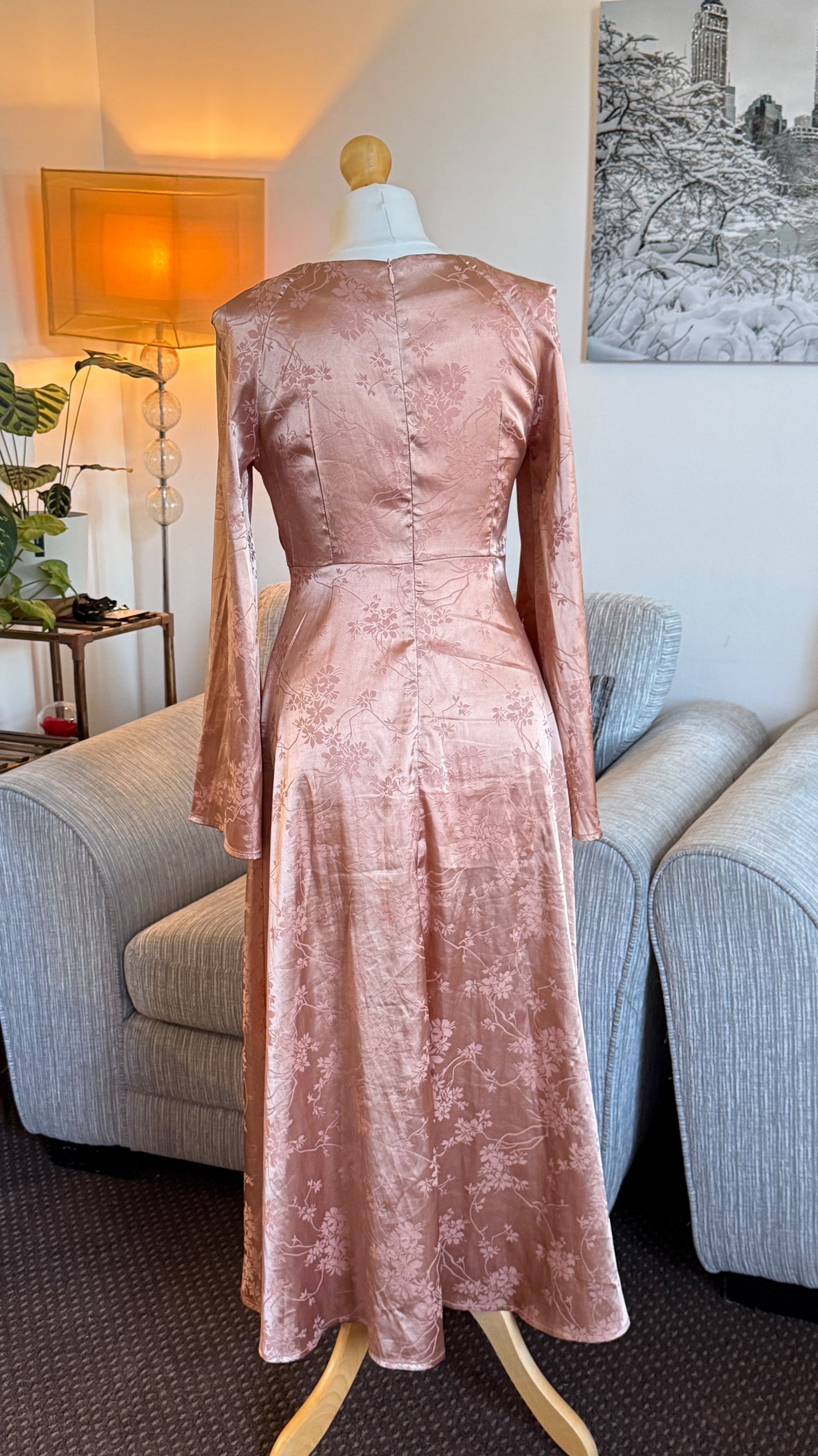 3X Long Sleeve Maxi Dress With Tie Waist - Image 2
