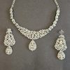 Silver Crystal Necklace and Earring Set