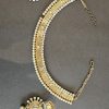 Gold Choker Necklace and Earrings Set with Pearls