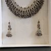 Silver Necklace and Earring Set with Dark Purple Stones