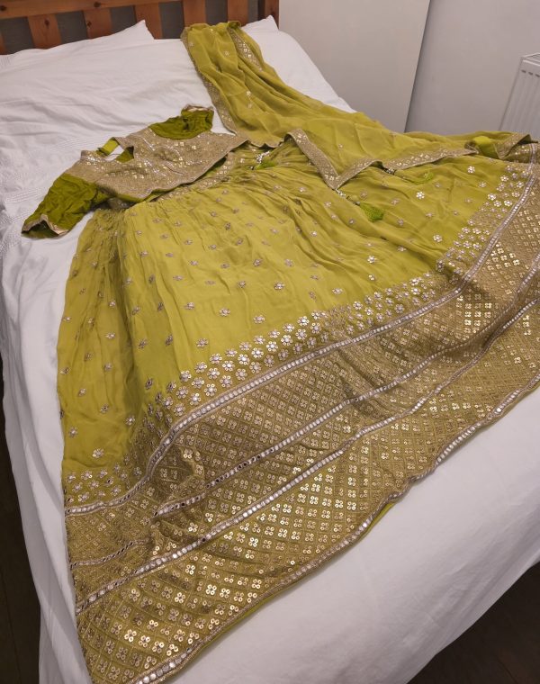 Light Green Lehenga with Gold Border