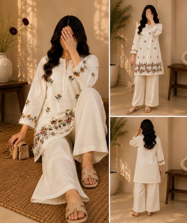 White Embroidered Kurta and Trouser Set