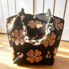 New Black Brown Flower Knit Bucket Bag