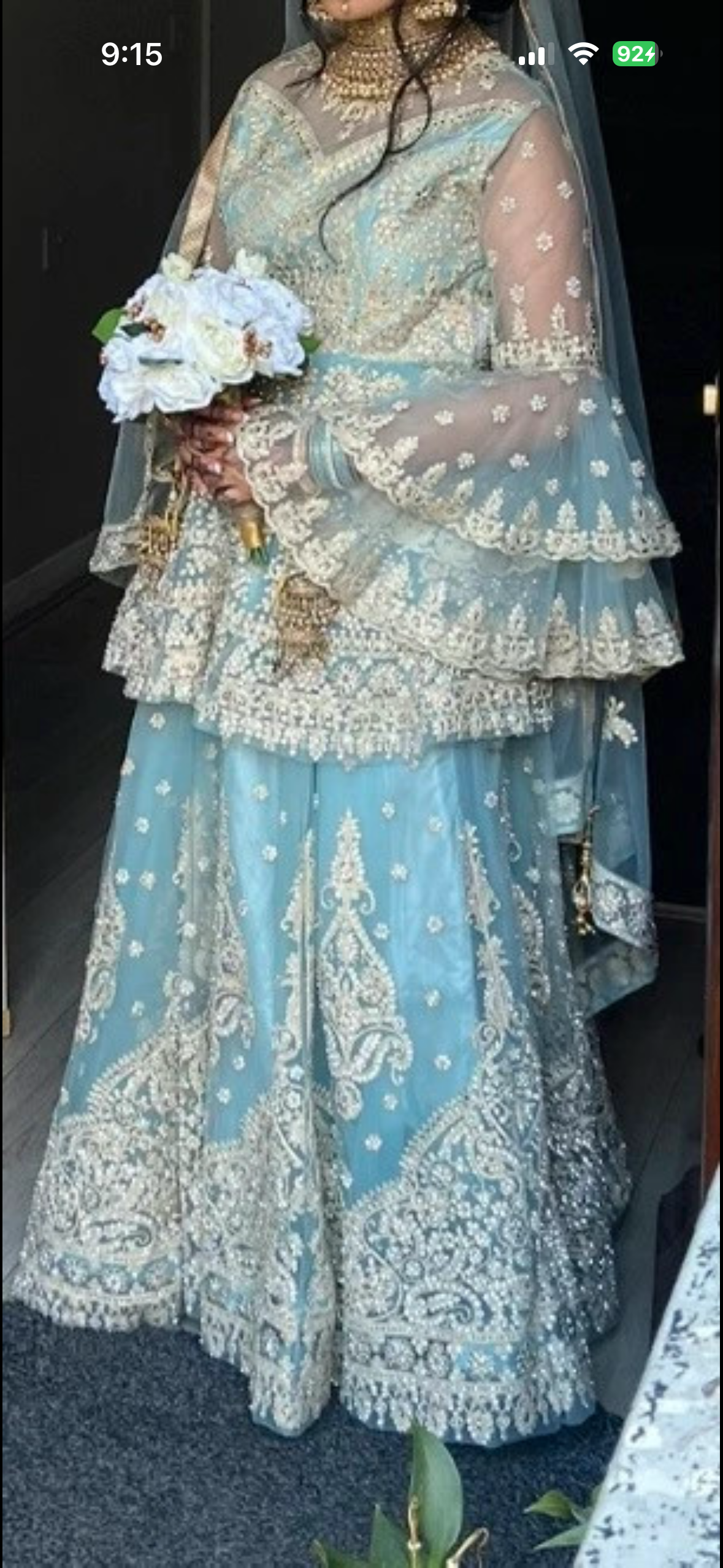 Light Blue 2 piece Lehenga Suit with Gold Embroidery - Image 4