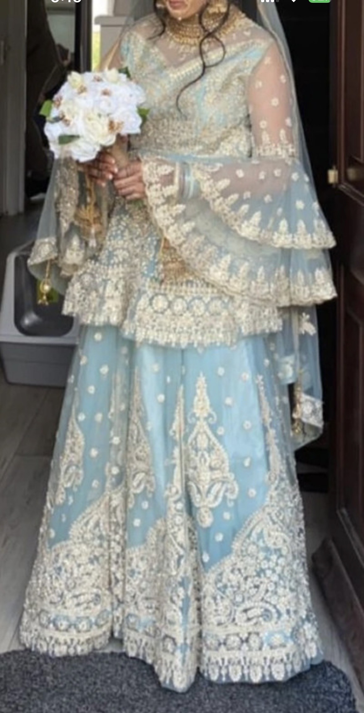 Light Blue 2 piece Lehenga Suit with Gold Embroidery - Image 2
