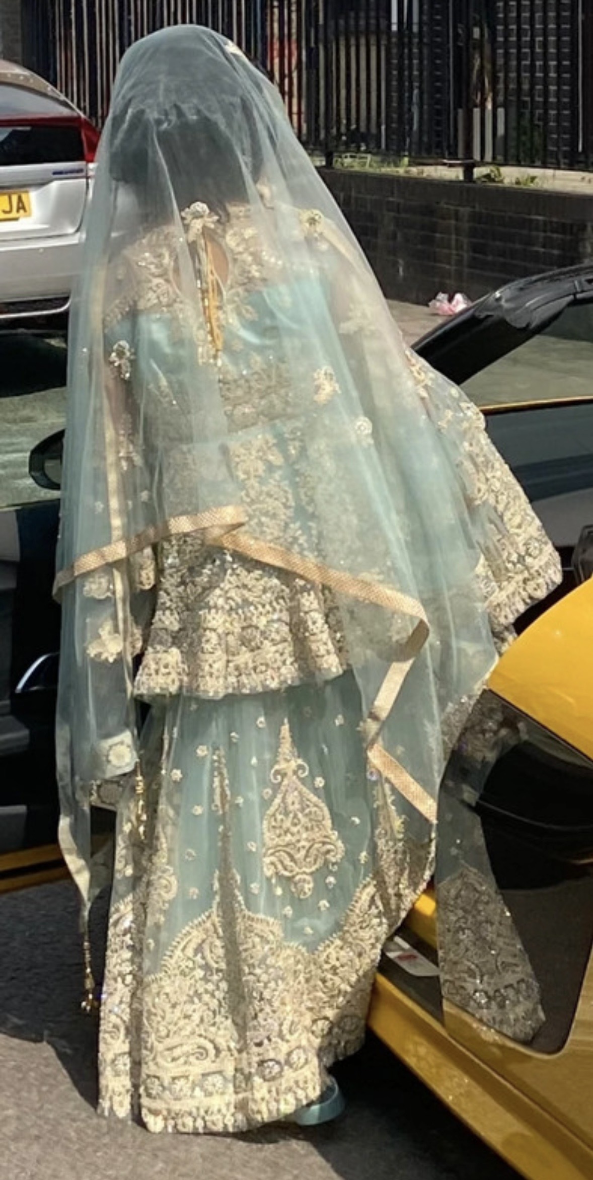 Light Blue 2 piece Lehenga Suit with Gold Embroidery - Image 3